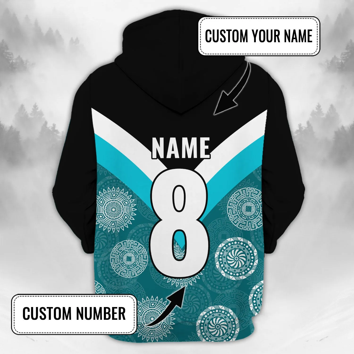 Port Adelaide 2 - Personalized Name 3D Hoodie - Loop - Nt168 - Ct193