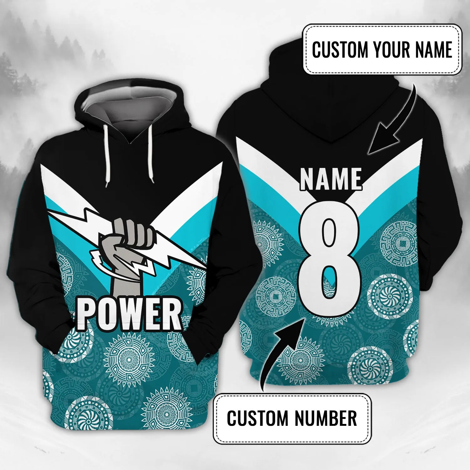 Port Adelaide 2 - Personalized Name 3D Hoodie - Loop - Nt168 - Ct193