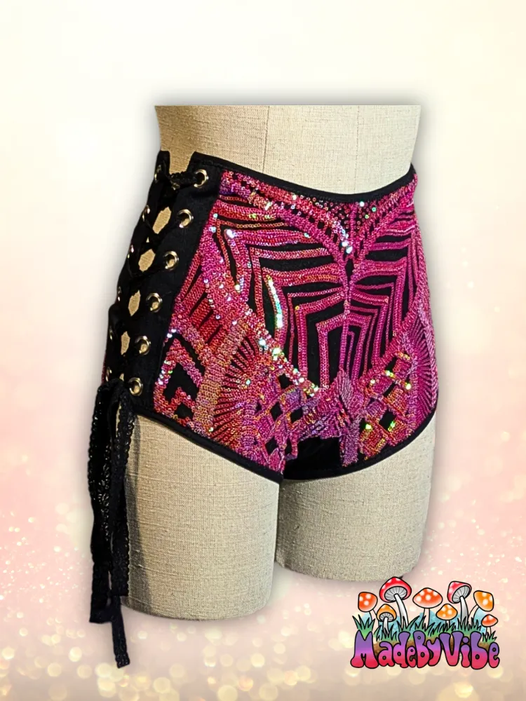 Princess Clementine High Waisted Side Lace Booty Shorts - Made to Order