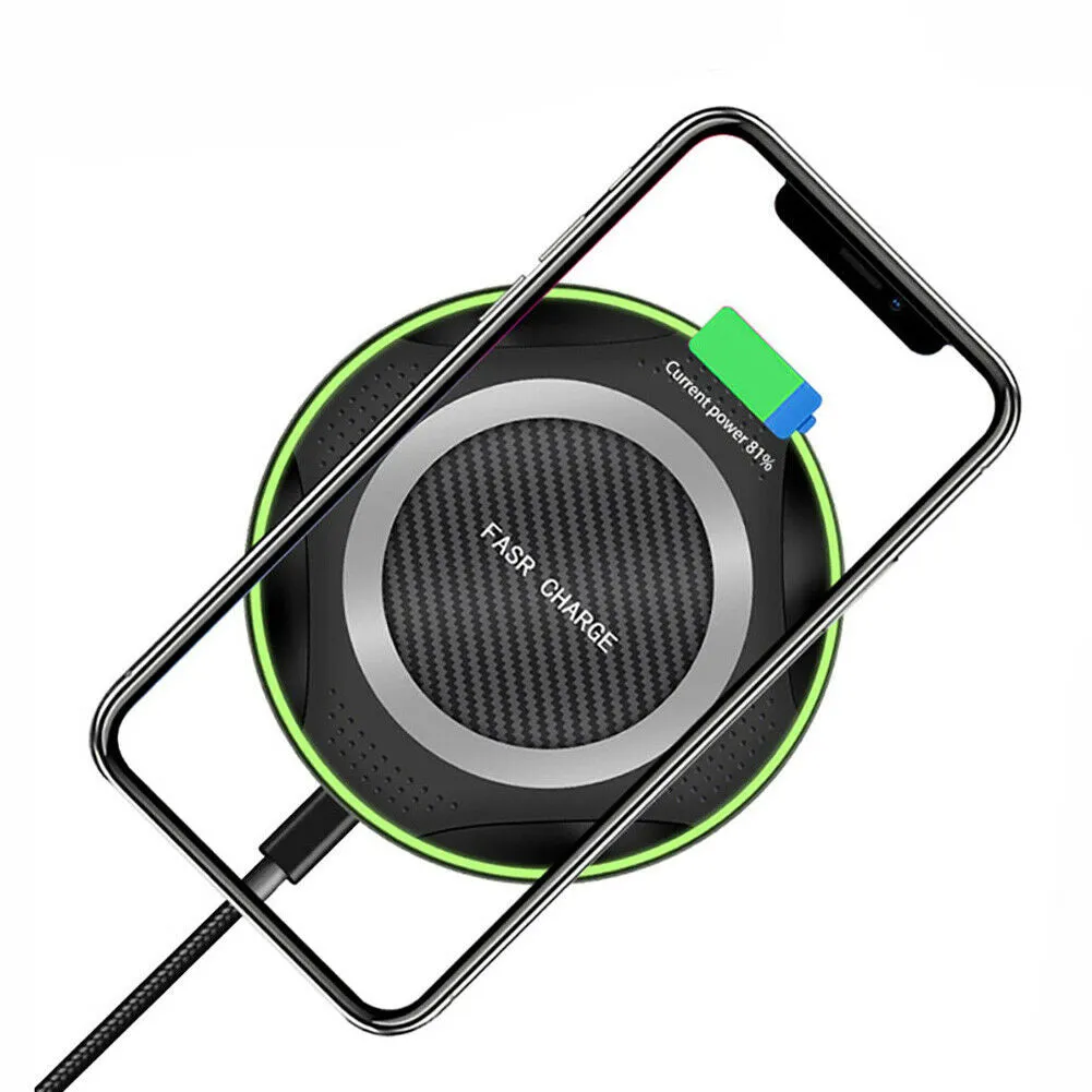 QI 10W Fast Wireless Charger Charging Pad for Huawei P30/Mate 20 Pro Samsung S10 white