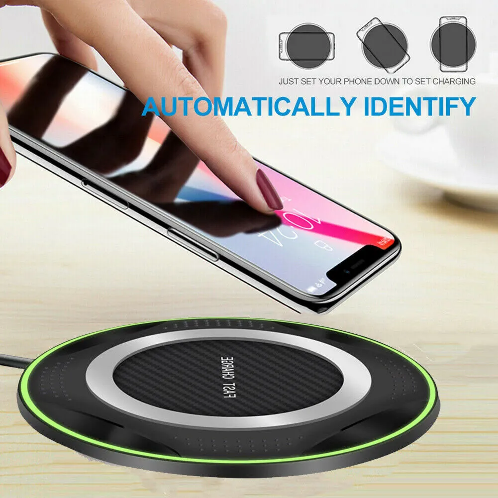 QI 10W Fast Wireless Charger Charging Pad for Huawei P30/Mate 20 Pro Samsung S10 white