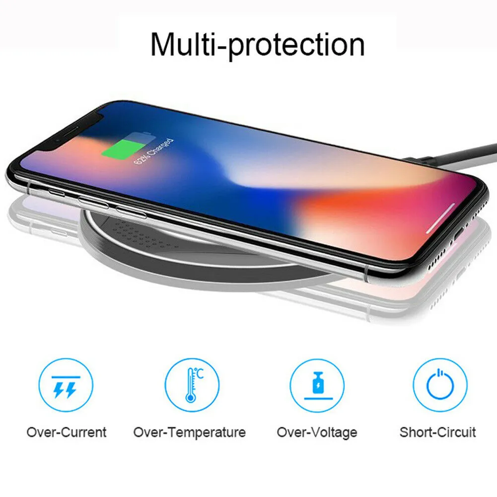QI 10W Fast Wireless Charger Charging Pad for Huawei P30/Mate 20 Pro Samsung S10 white