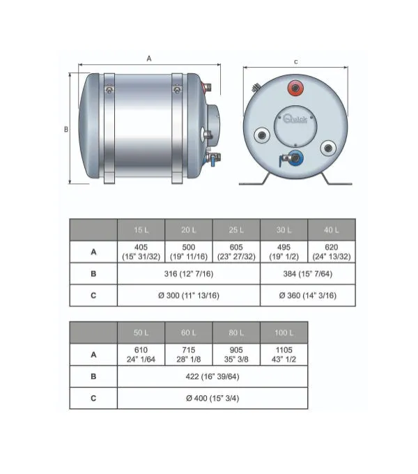 Quick Nautic BX Water Heater Round Cylinder