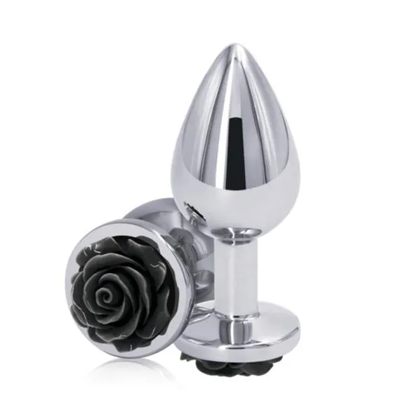 Rear Assets Black Rose Metal Anal Plug - Small