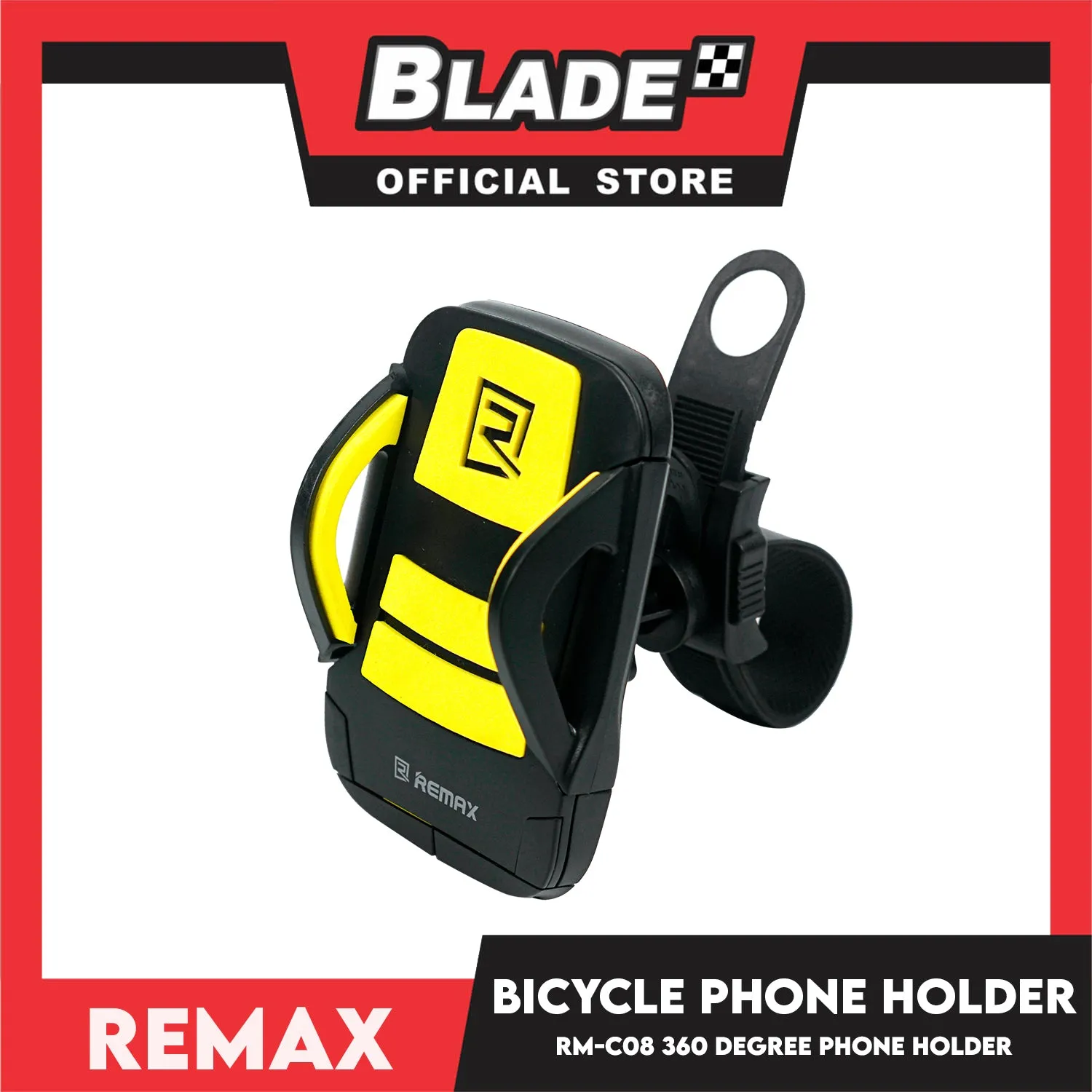 Remax Bicycle Phone Holder RM-C08 (Black and Yellow) Phone Holder Suction, Strong and Super Safe