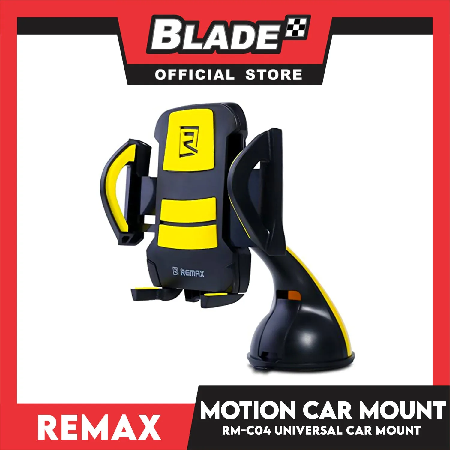 Remax Universal Car Airvent Mount Holder Motion Car Mount RM-C04 (Black and Yellow) Car Phone Holder Suction, Strong and Super Safe