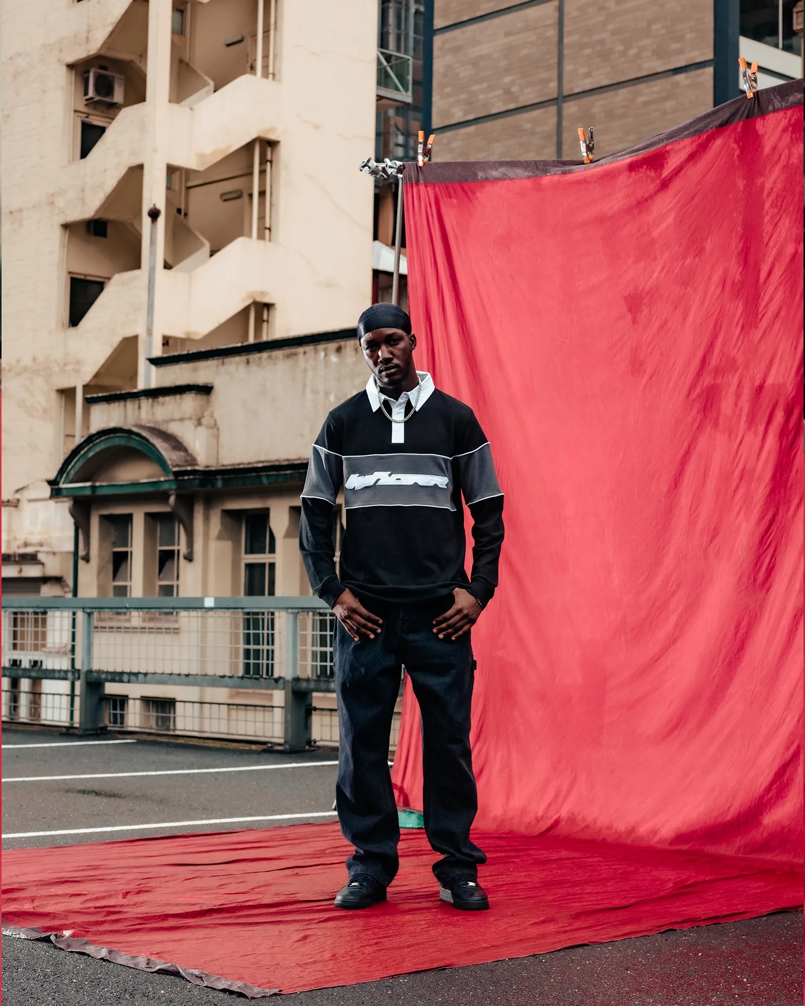 ROTHMAN PANEL RUGBY TOP - BLACK/GREY