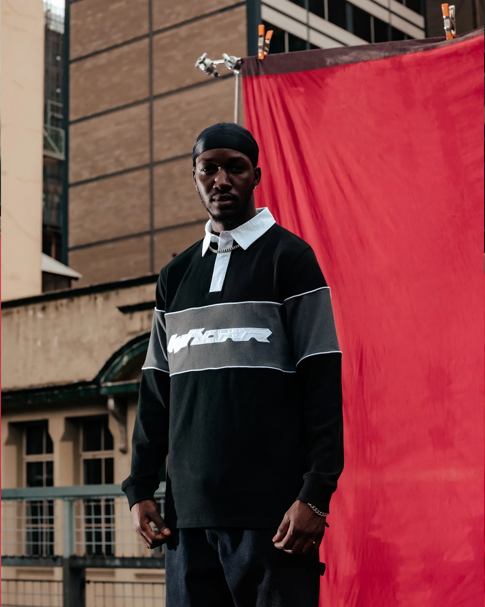 ROTHMAN PANEL RUGBY TOP - BLACK/GREY