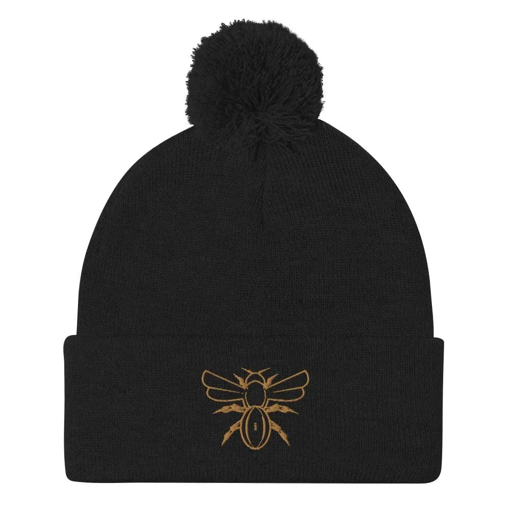 Rugby Hive Black Pom-Pom Beanie