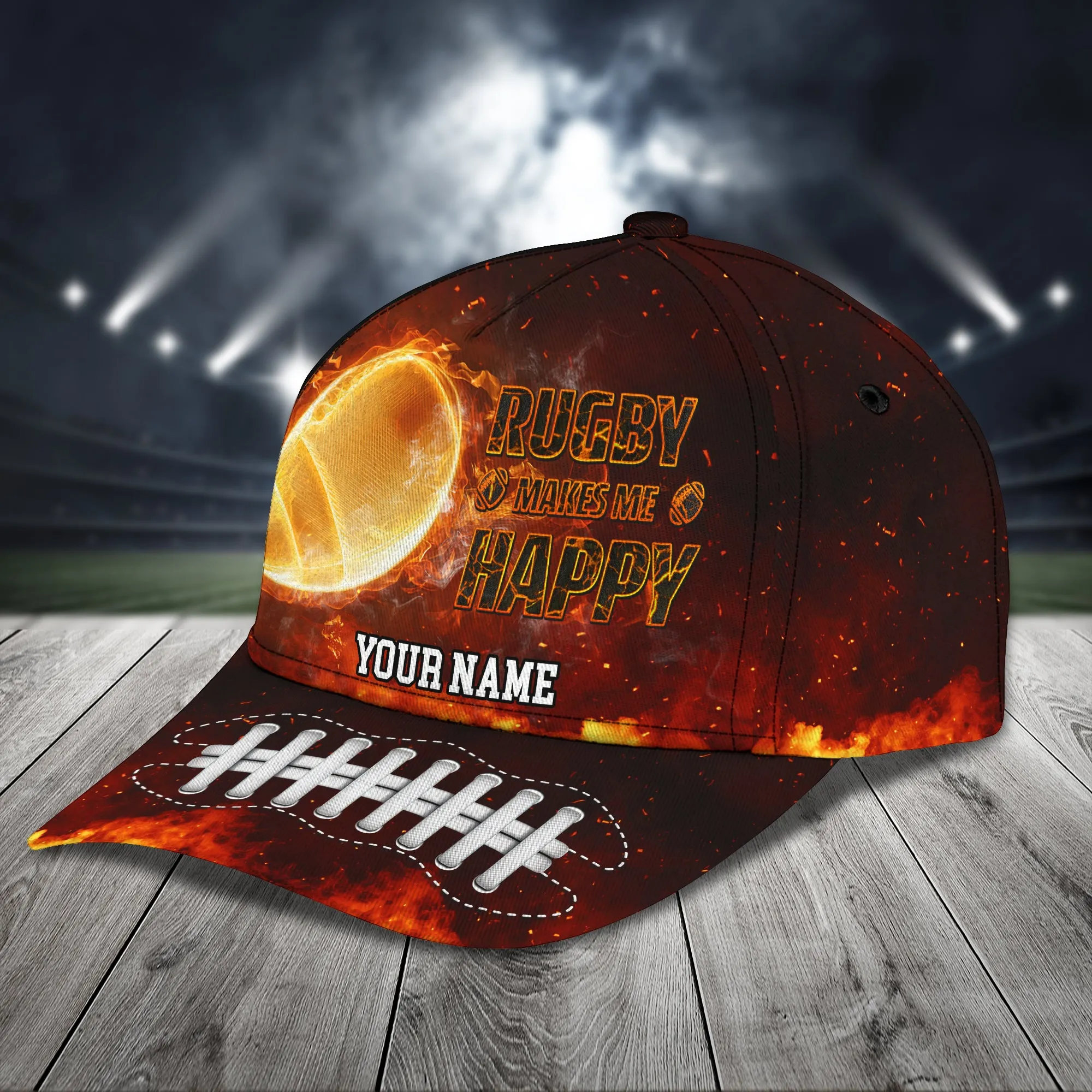 Rugby Make Me Happy - Personalized Name Cap - Loop - Nt168 - Ct124