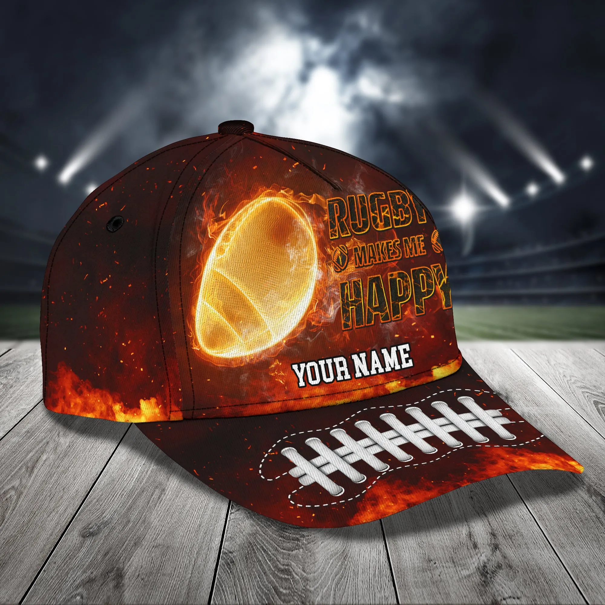 Rugby Make Me Happy - Personalized Name Cap - Loop - Nt168 - Ct124