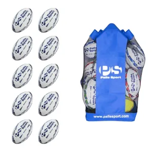 Rugby - Mercury Junior Match Ball - 10-Ball Bundle - Size: 3 - Colour Grey/Blue