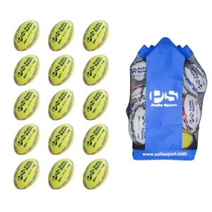 Rugby - Neptune Premium Training Ball - 15 Ball Bundle - Size 5, 4 & 3 - Colour - Fluoro Yellow