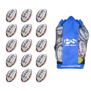 Rugby - Neptune Premium Training Ball - 15 Ball Bundle - Size 5, 4 & 3 - Colour - Red