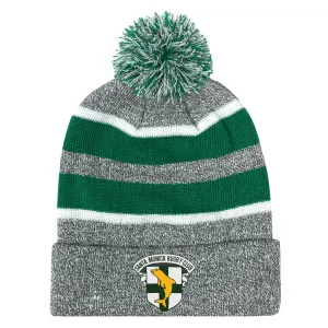 Santa Monica Rugby Club Hooped Knit Fold Over Pom-Pom Beanie