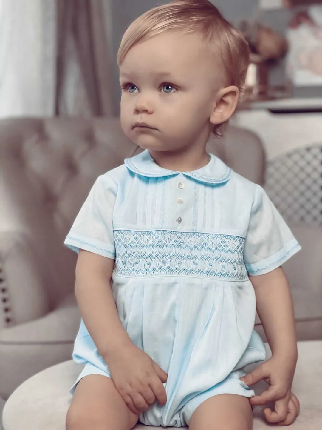 Sarah Louise Blue 'Heritage' smocked romper