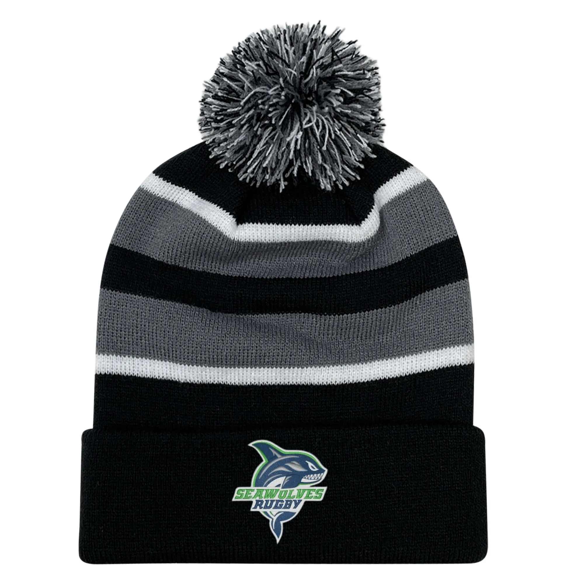 Seattle Seawolves Rugby Hooped Pom Pom Beanie