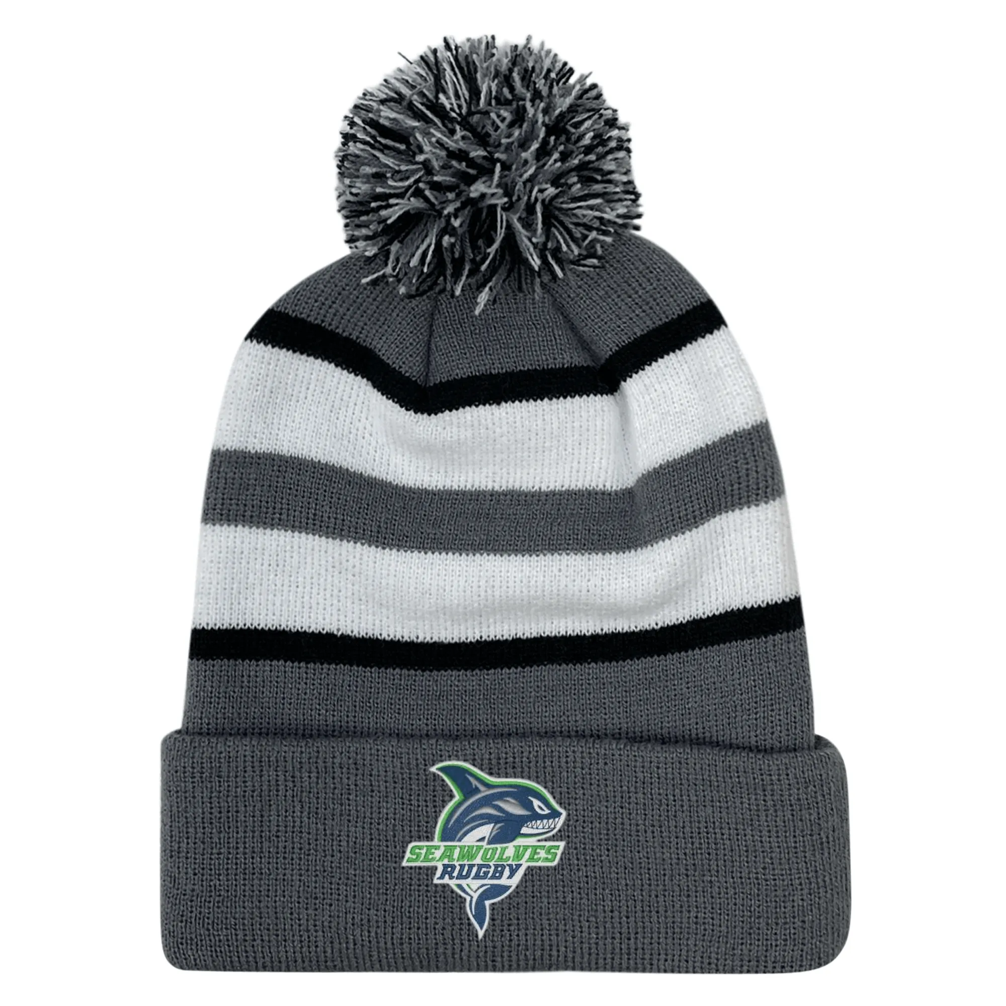 Seattle Seawolves Rugby Hooped Pom Pom Beanie