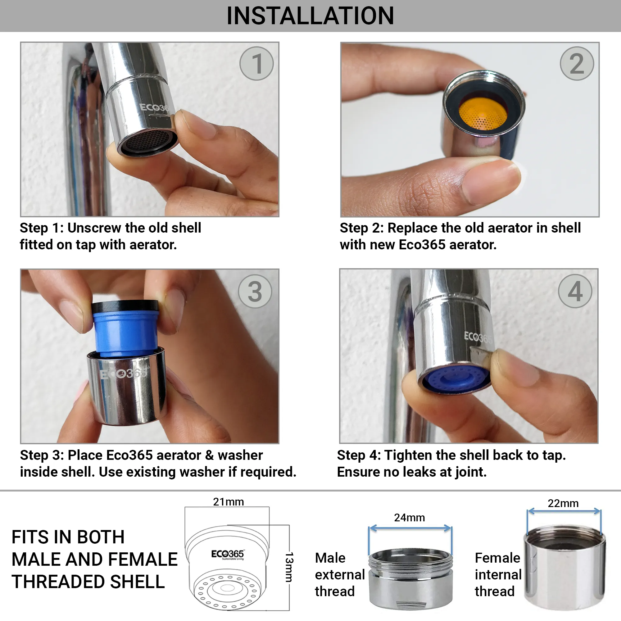 Shower Flow Aerator 1.75LPM