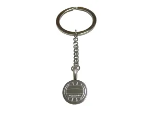 Silver Toned Etched Round Water Polo Ball Pendant Keychain