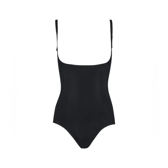 SPANX OnCore Open-Bust Panty Bodysuit -Very Black -NWT - Large