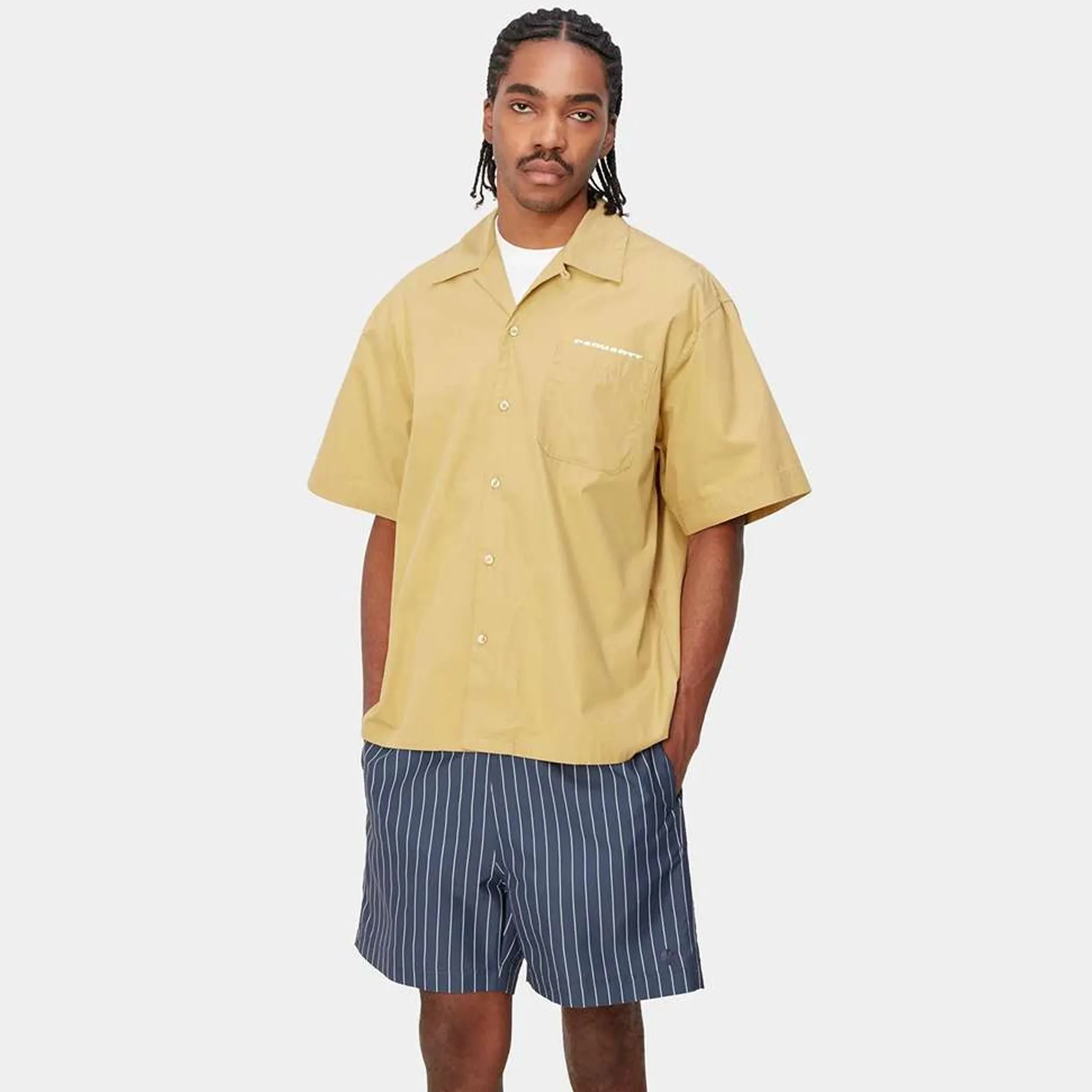 S/S Link Script Shirt (BOURBON/WHITE)