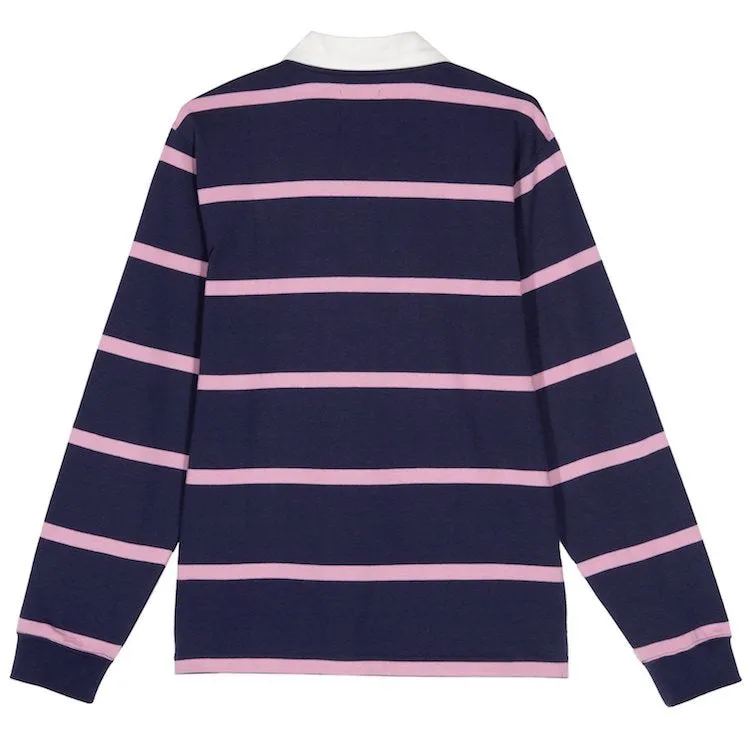 Stussy Hill Stripe L/S Rugby Shirt Navy