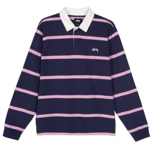 Stussy Hill Stripe L/S Rugby Shirt Navy