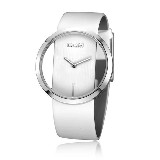 Stylish Hollow Leather Strap Water-resistant Watch