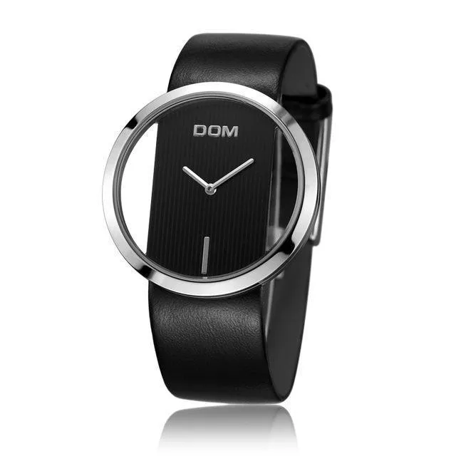 Stylish Hollow Leather Strap Water-resistant Watch
