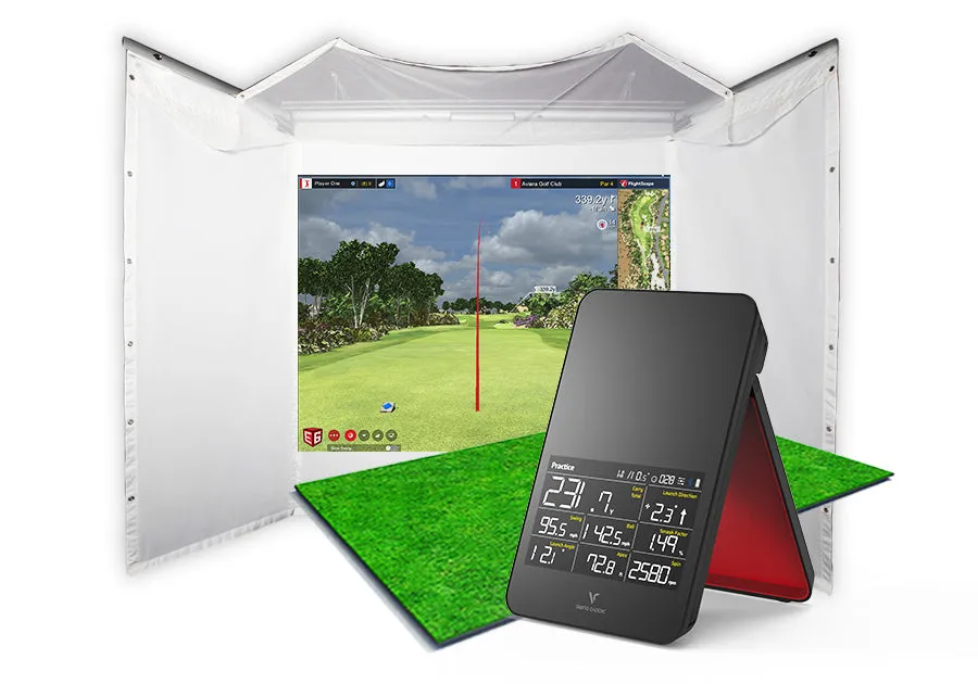 Swing Caddie SC4 PRO Retractable Screen Golf Simulator Package