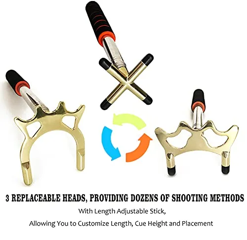 Tai ba cues Retractable Billiards Pool Cue Stick Bridge with 3 Replaceable Brass Bridge Head, Billiards Pool Cue Accessory