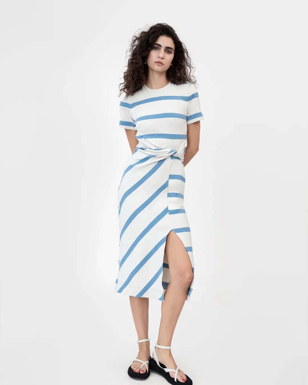 TANYA TAYLOR Short Sleeve Striped Cody Dress