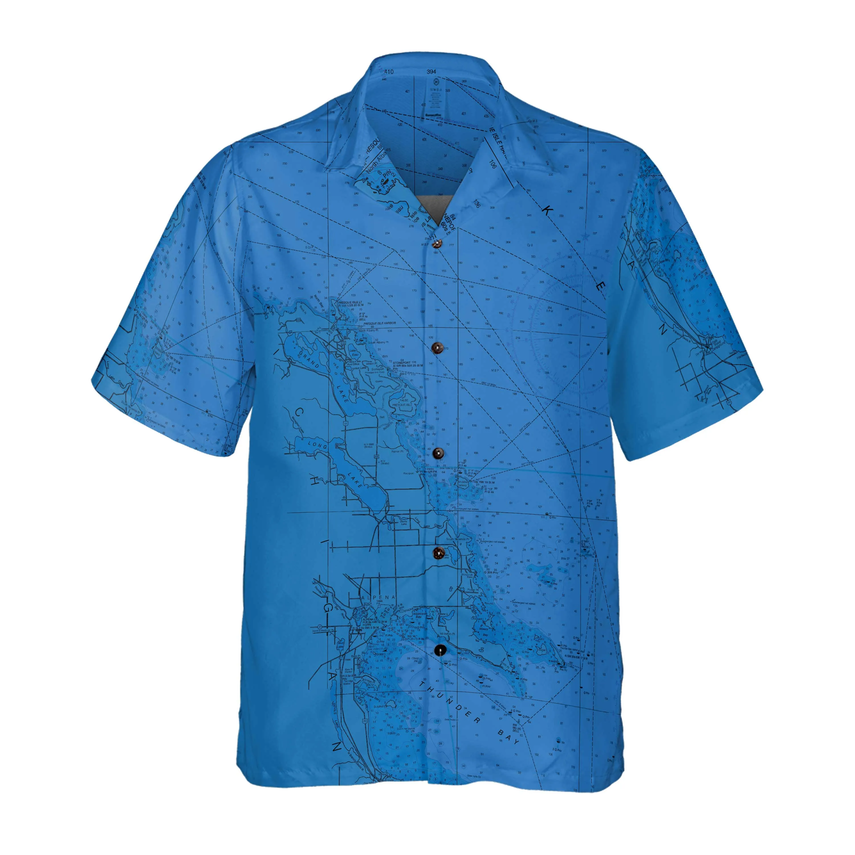 The Alpena Blues Coconut Button Camp Shirt