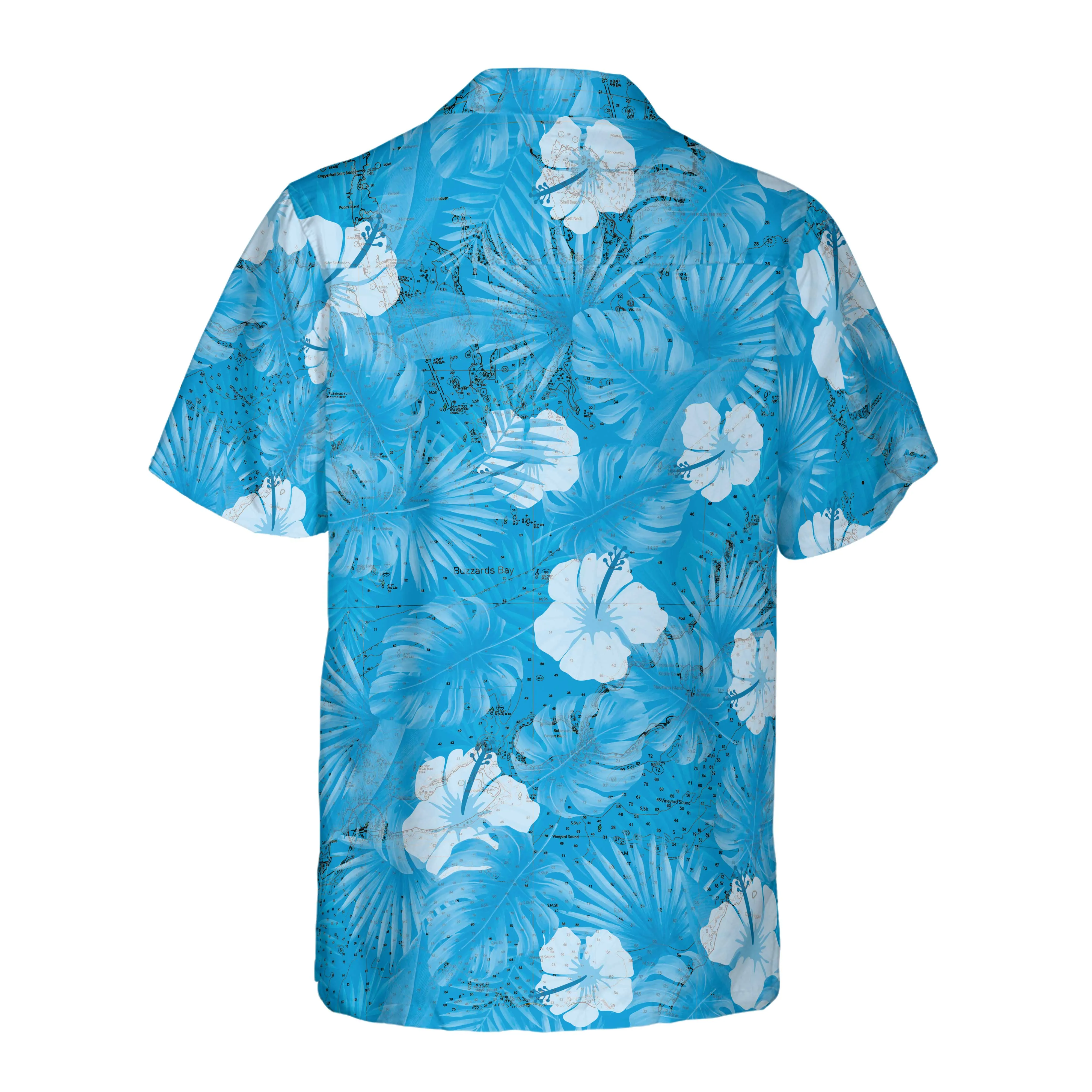 The Apponagasett to Elizabeth Islands Blue Tropical Coconut Button Camp Shirt