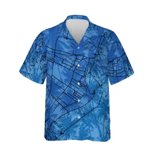 The Bold Blue Shinnecock Canal Palms Camp Shirt