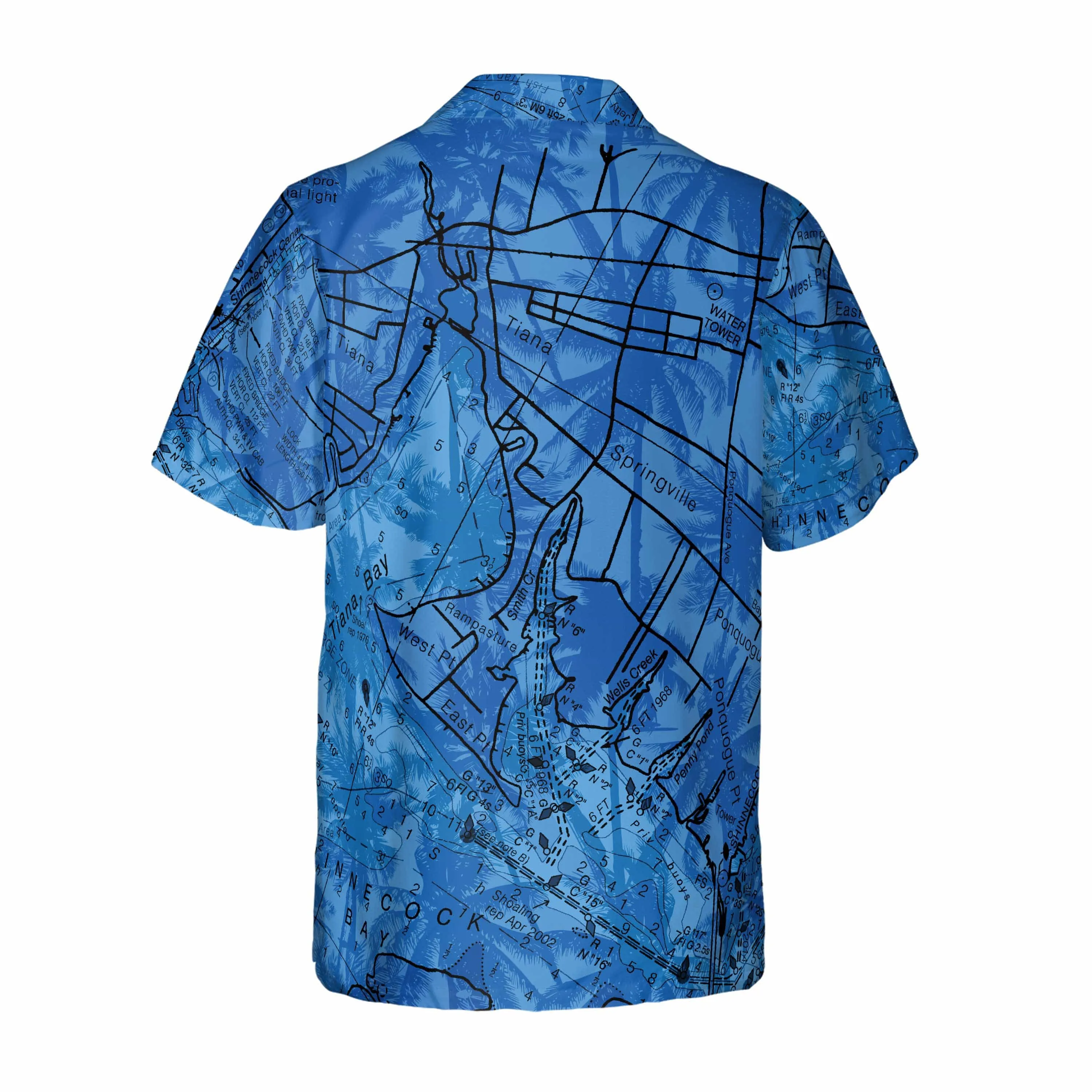 The Bold Blue Shinnecock Canal Palms Camp Shirt