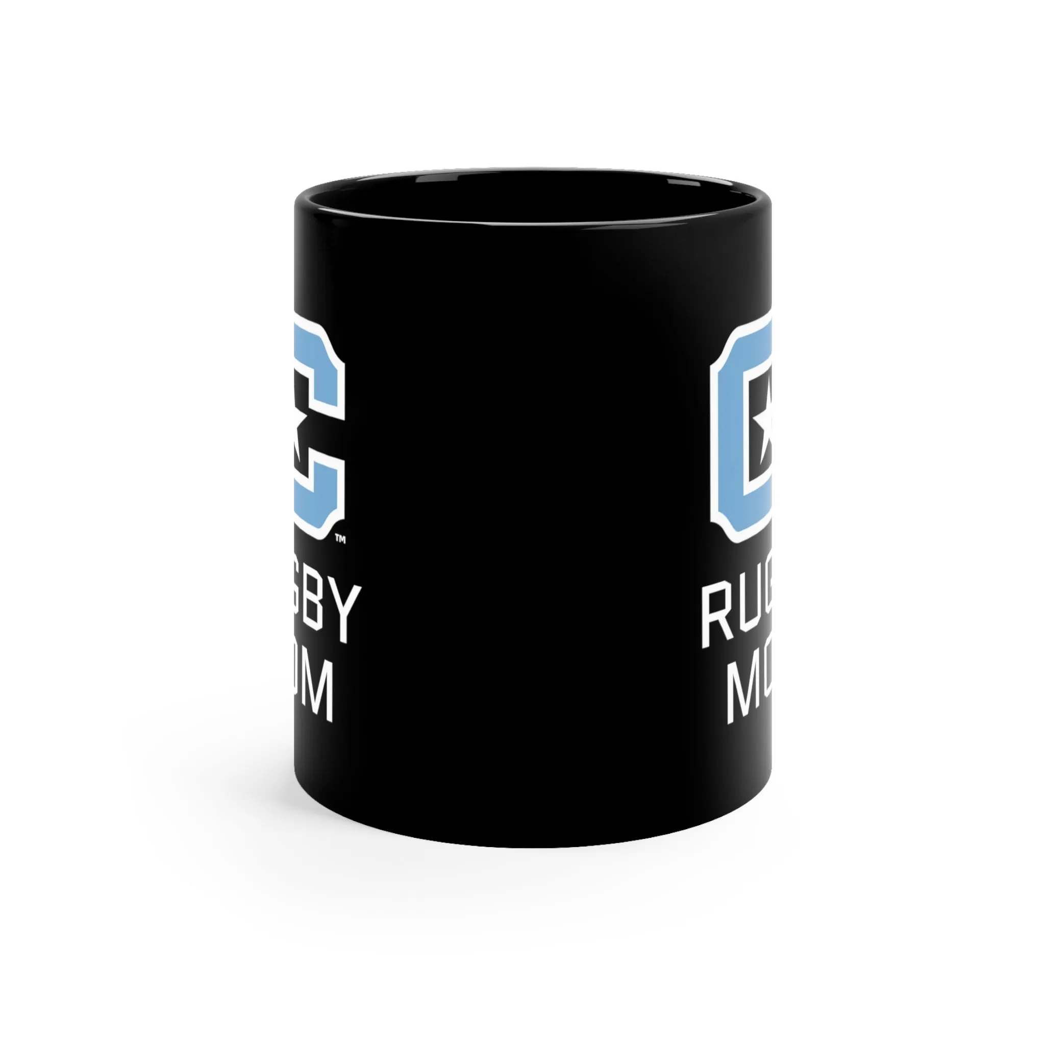 The Citadel Block C Logo, Club Sports Rugby Mom, Black Mug, 11oz
