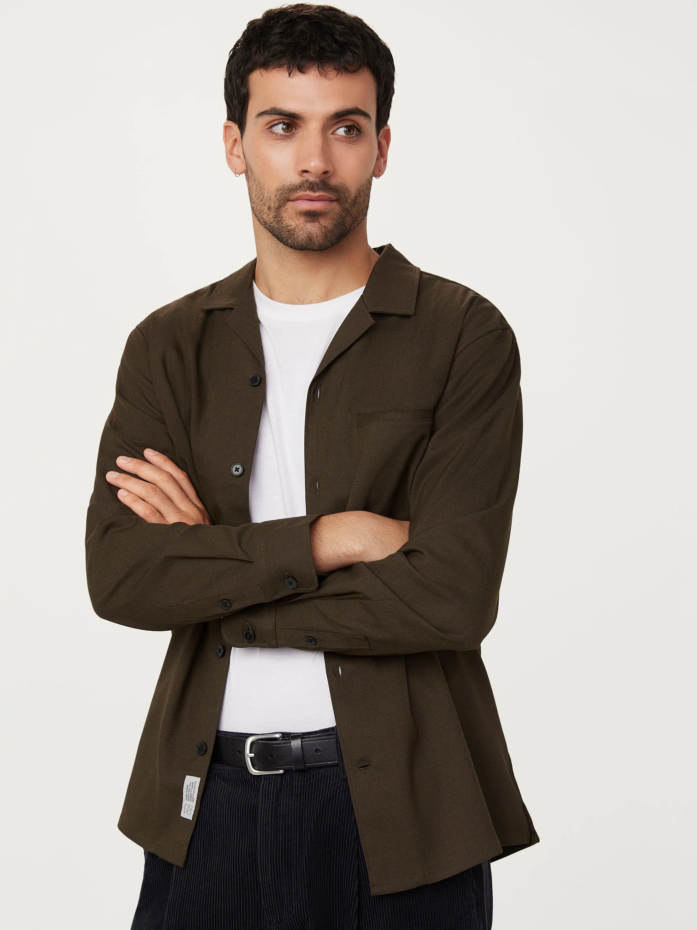 The Fluid Shirt  in Dark Taupe