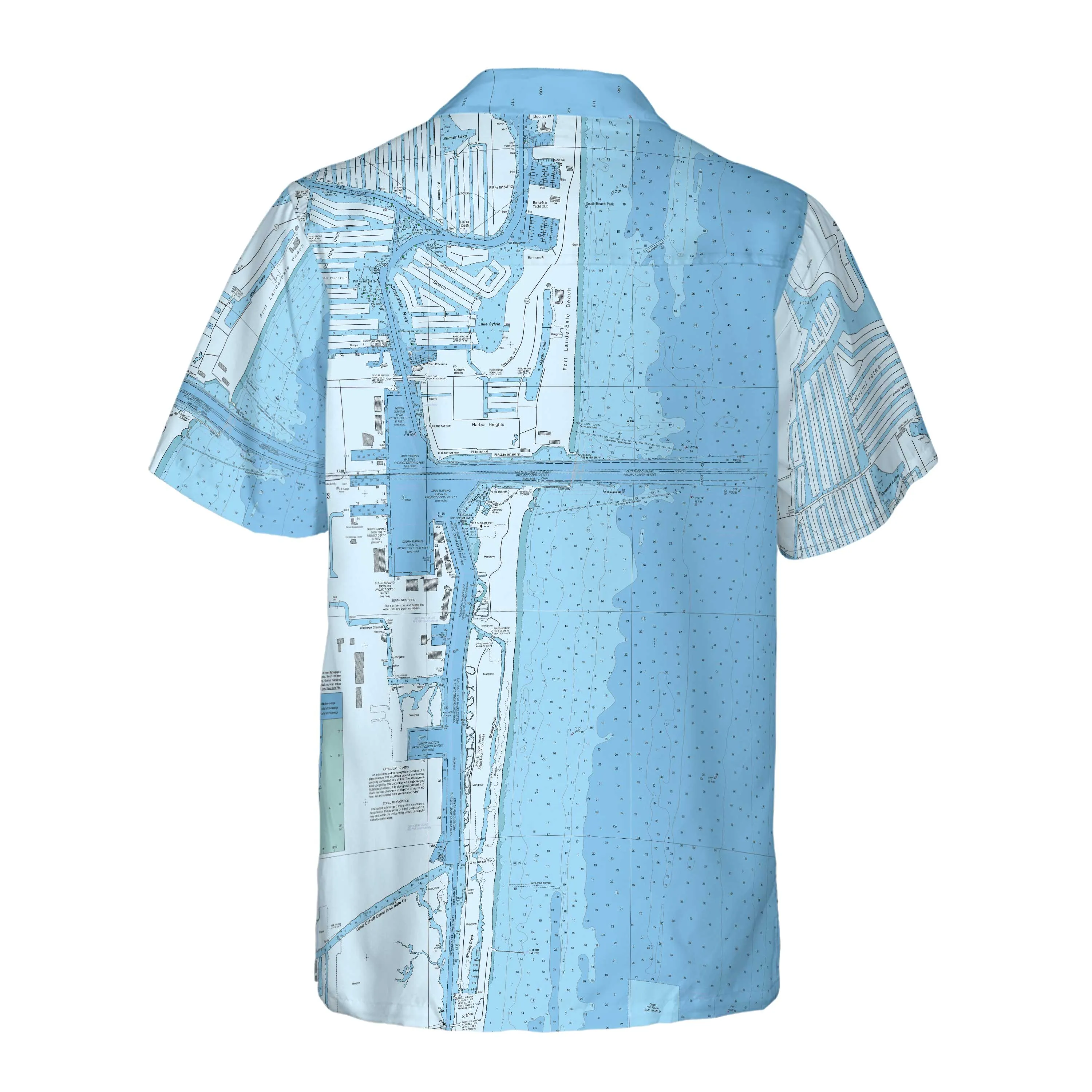 The Fort Lauderdale and Port Everglades Blues Coconut Button Camp Shirt