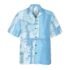The Fort Lauderdale and Port Everglades Blues Coconut Button Camp Shirt