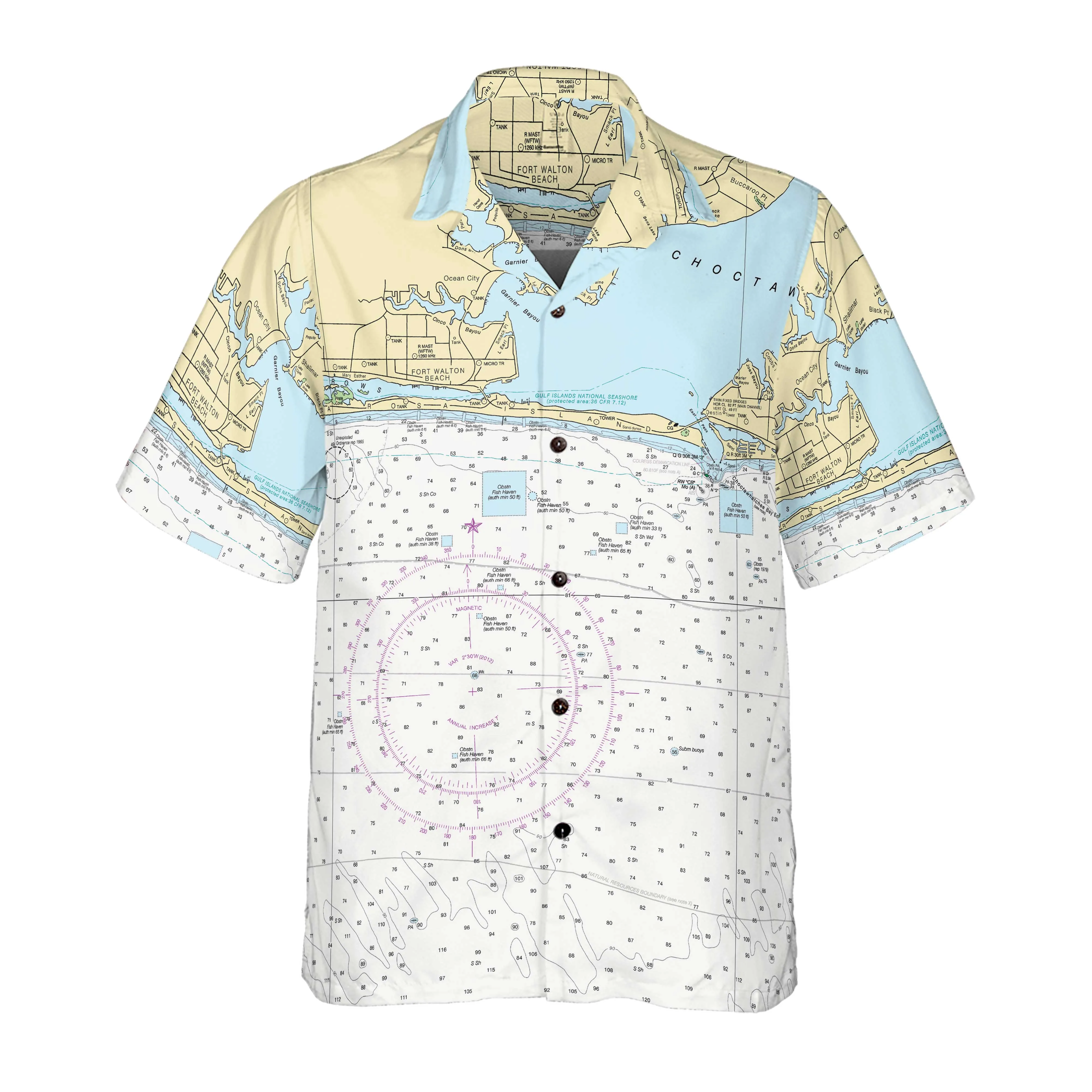 The Fort Walton Beach Coconut Button Camp Shirt