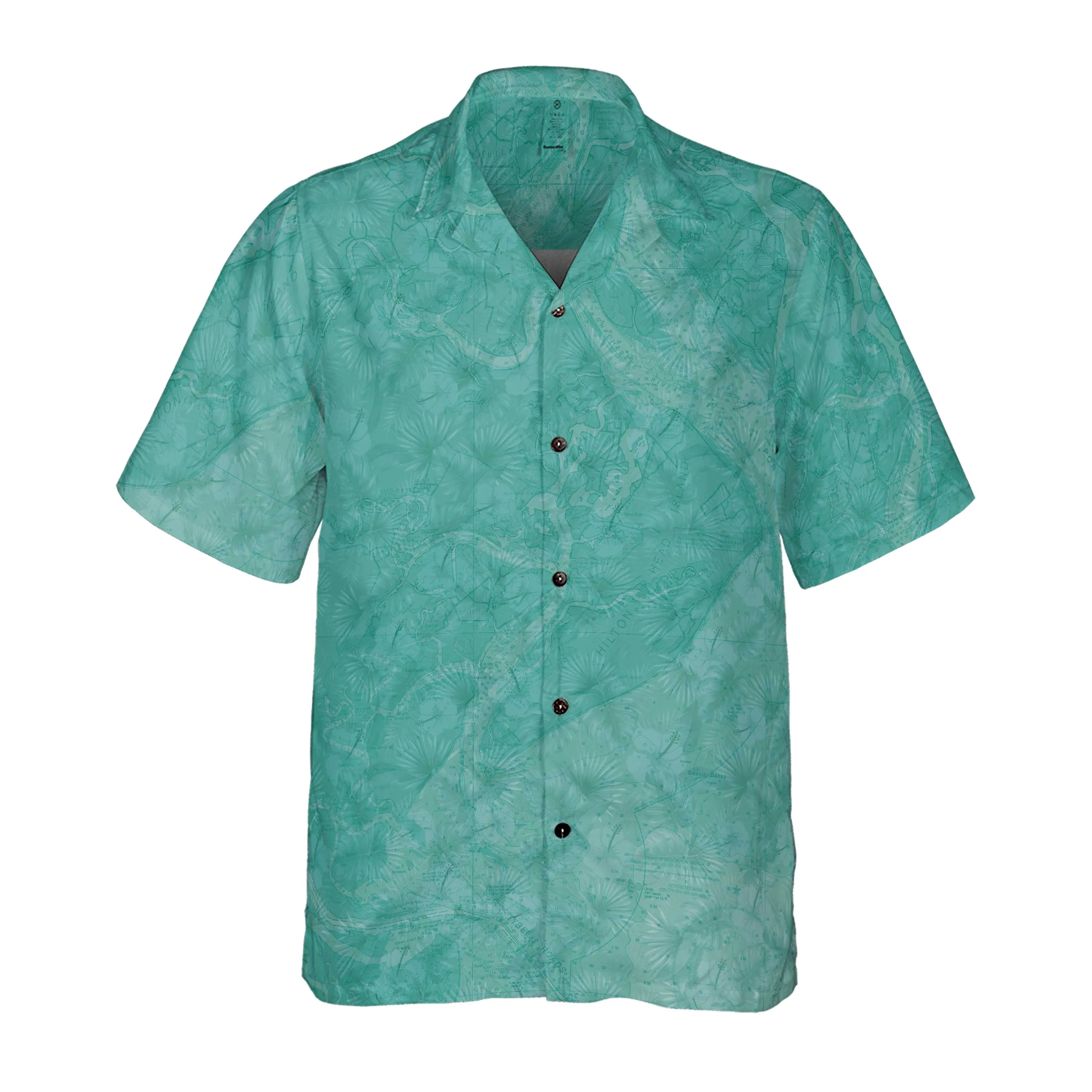 The Hilton Head Seafoam Green Tropical Coconut Button Camp Shirt
