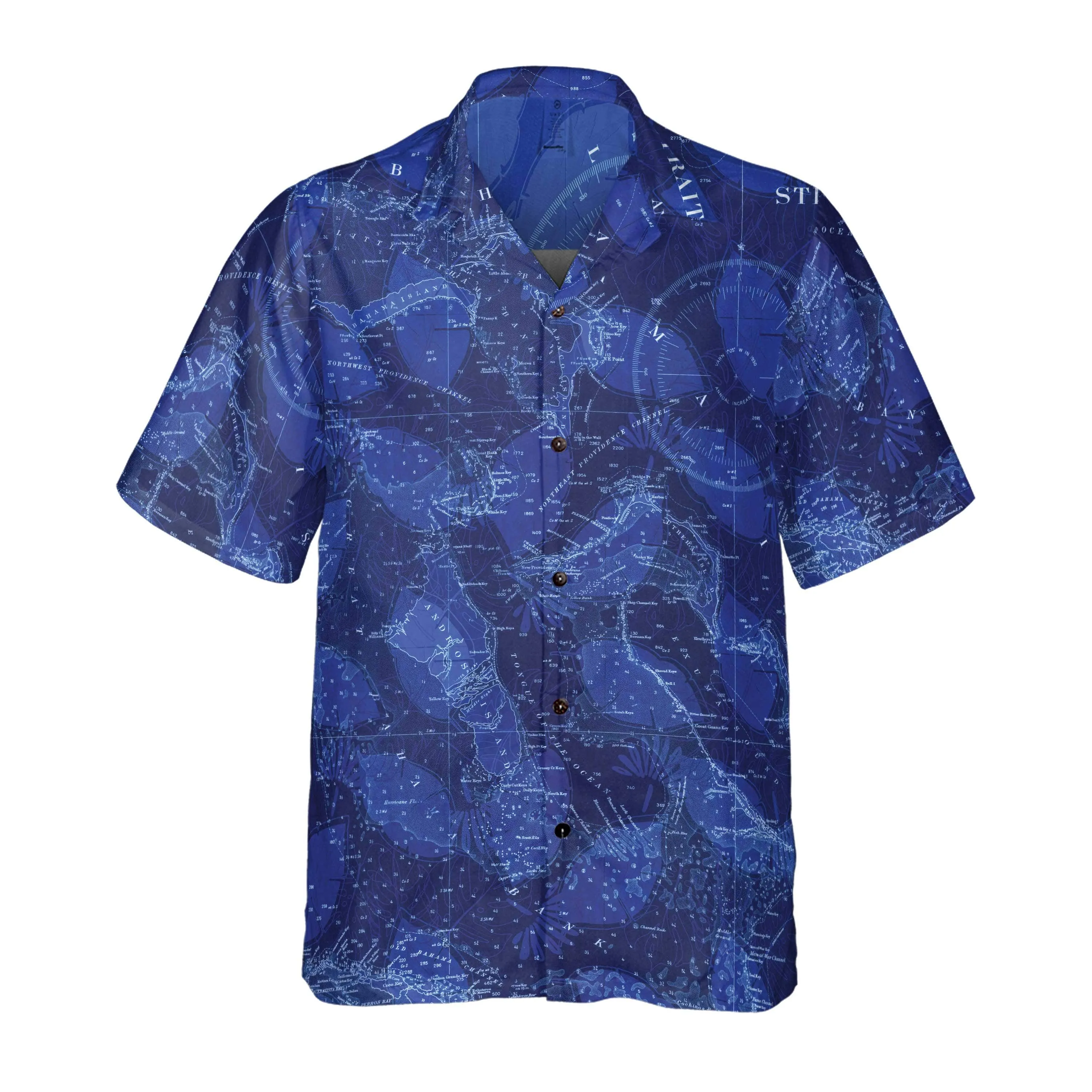 The Historic Chart of the Bahamas Classic Coconut Button Camp Shirt