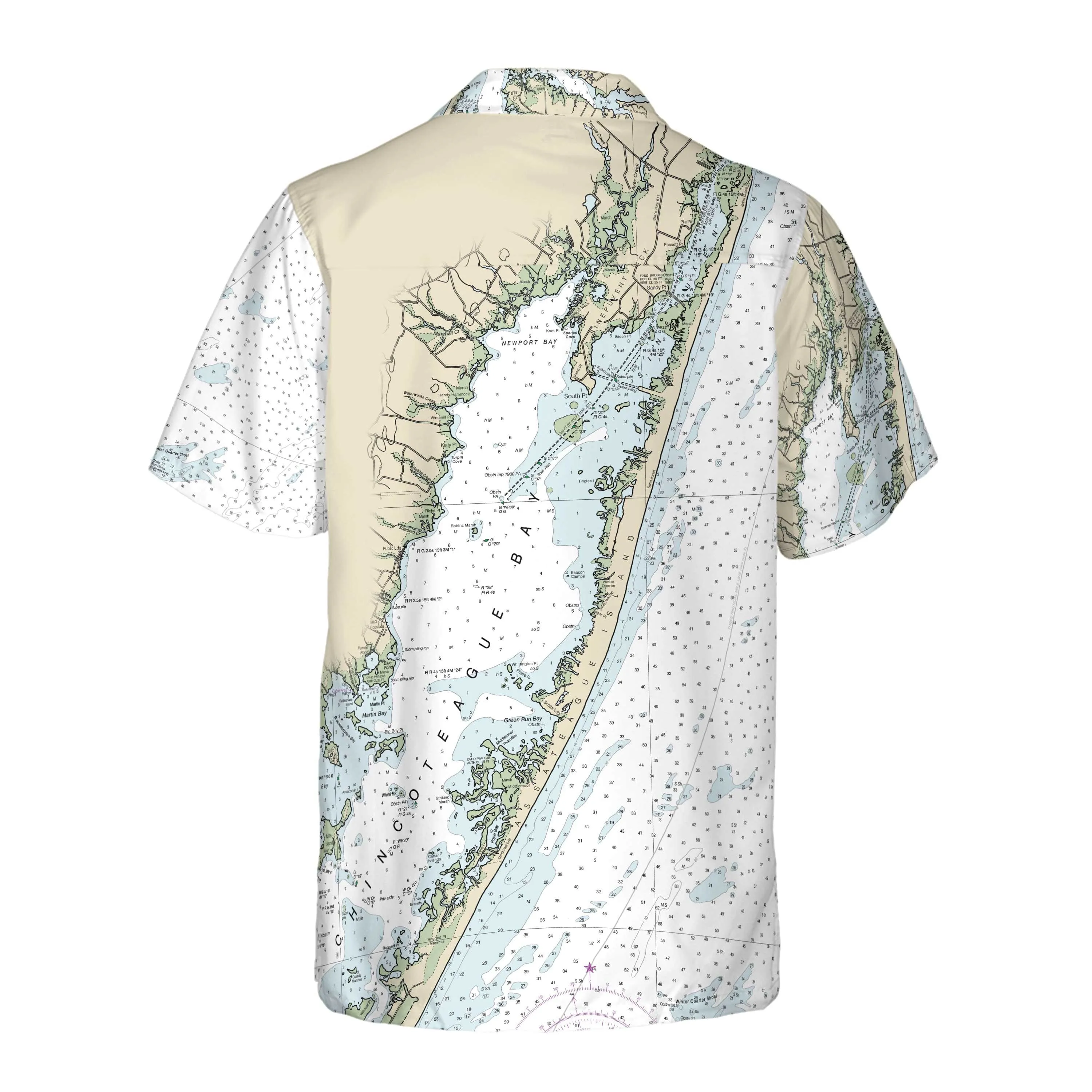 The Ocean City and Chincoteague Bay Coconut Button Camp Shirt
