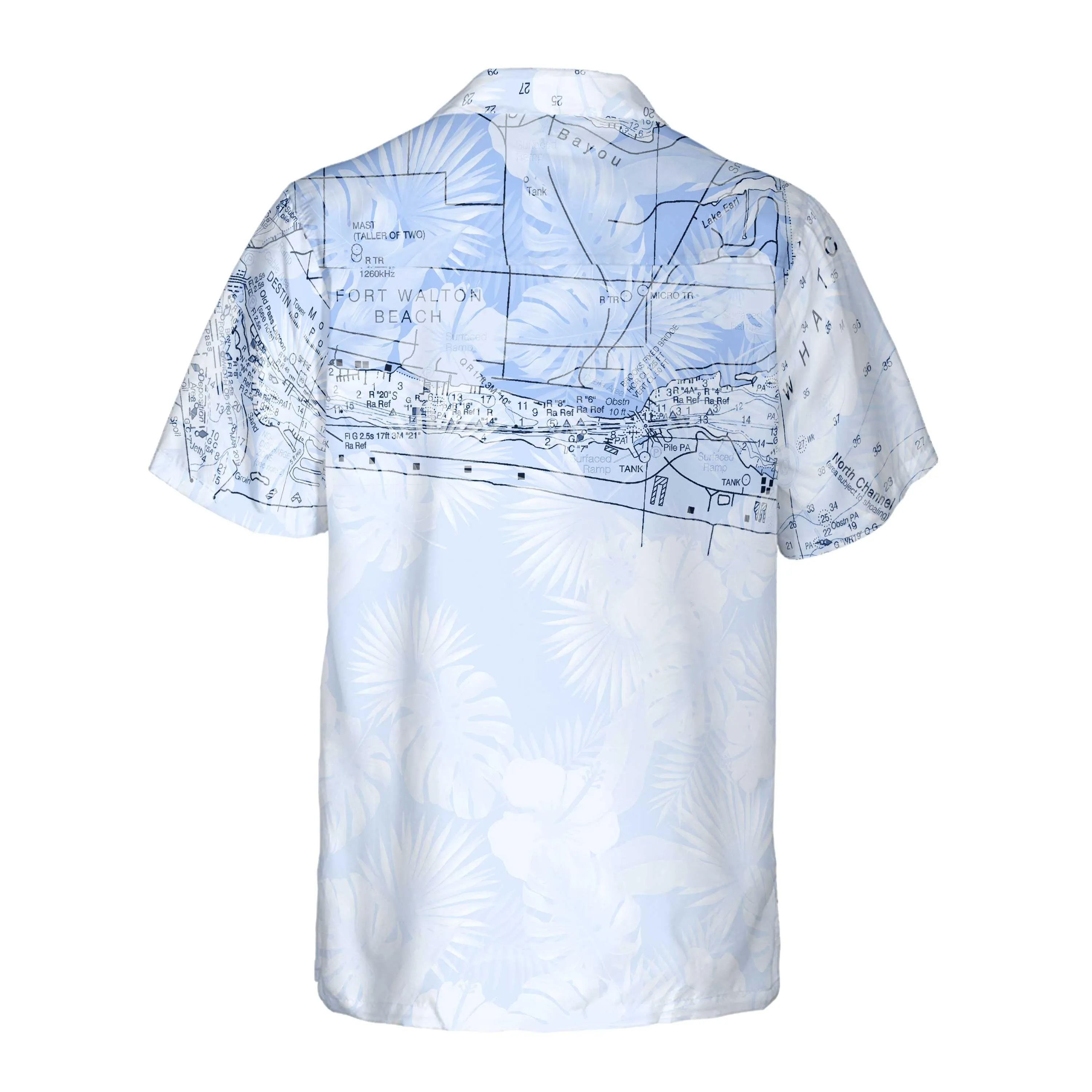 The Okaloosa Island Faded Blue Flowers Coconut Button Camp Shirt