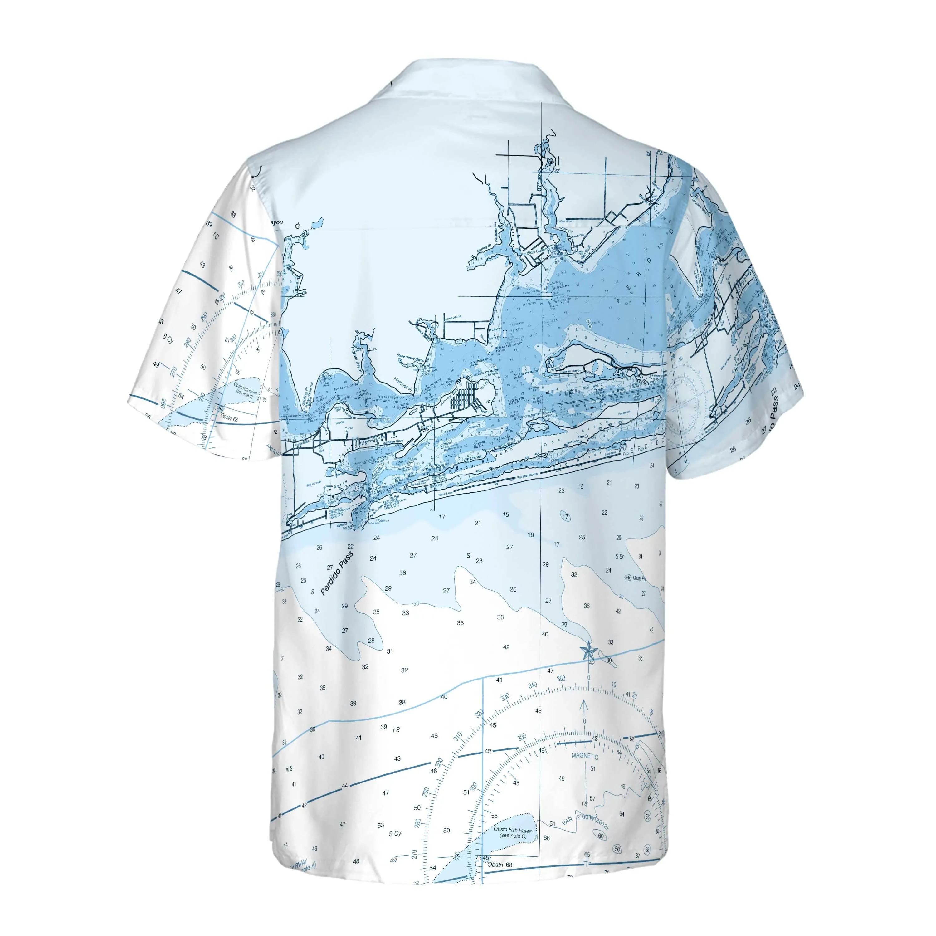 The Perdido Pass Blues Coconut Button Camp Shirt