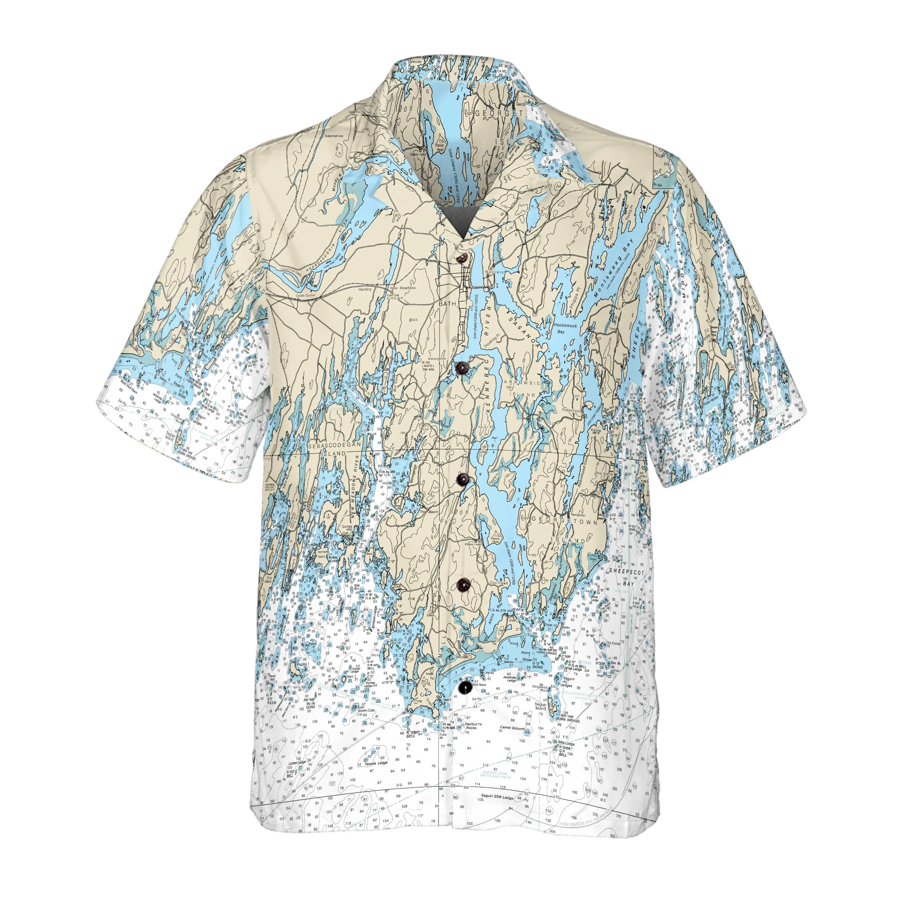 The Phippsburg and Kennebec River Coconut Button Camp Shirt