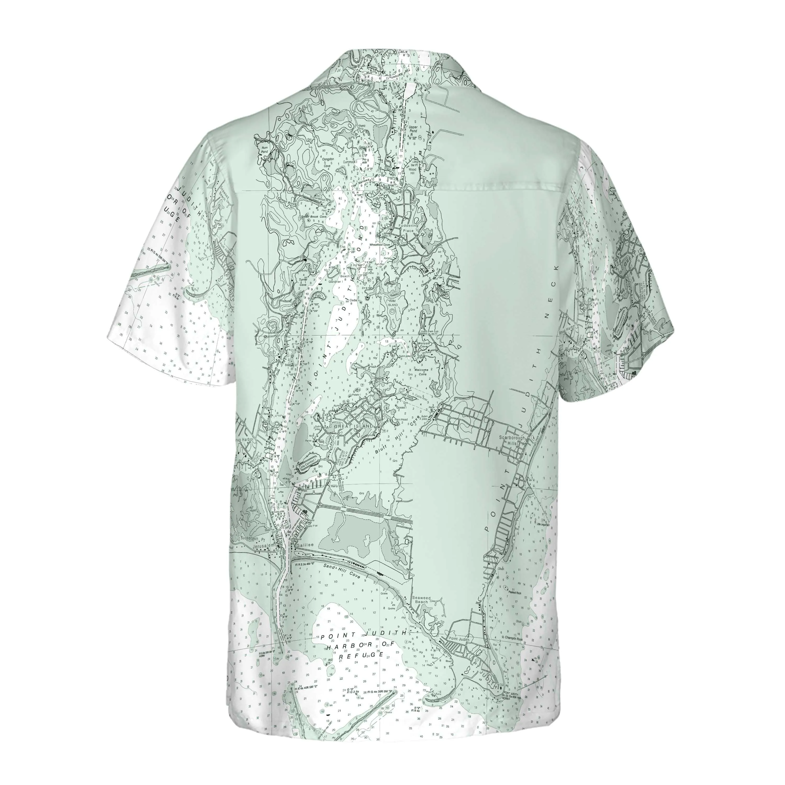 The Point Judith Seafoam Green Navigator Coconut Button Camp Shirt