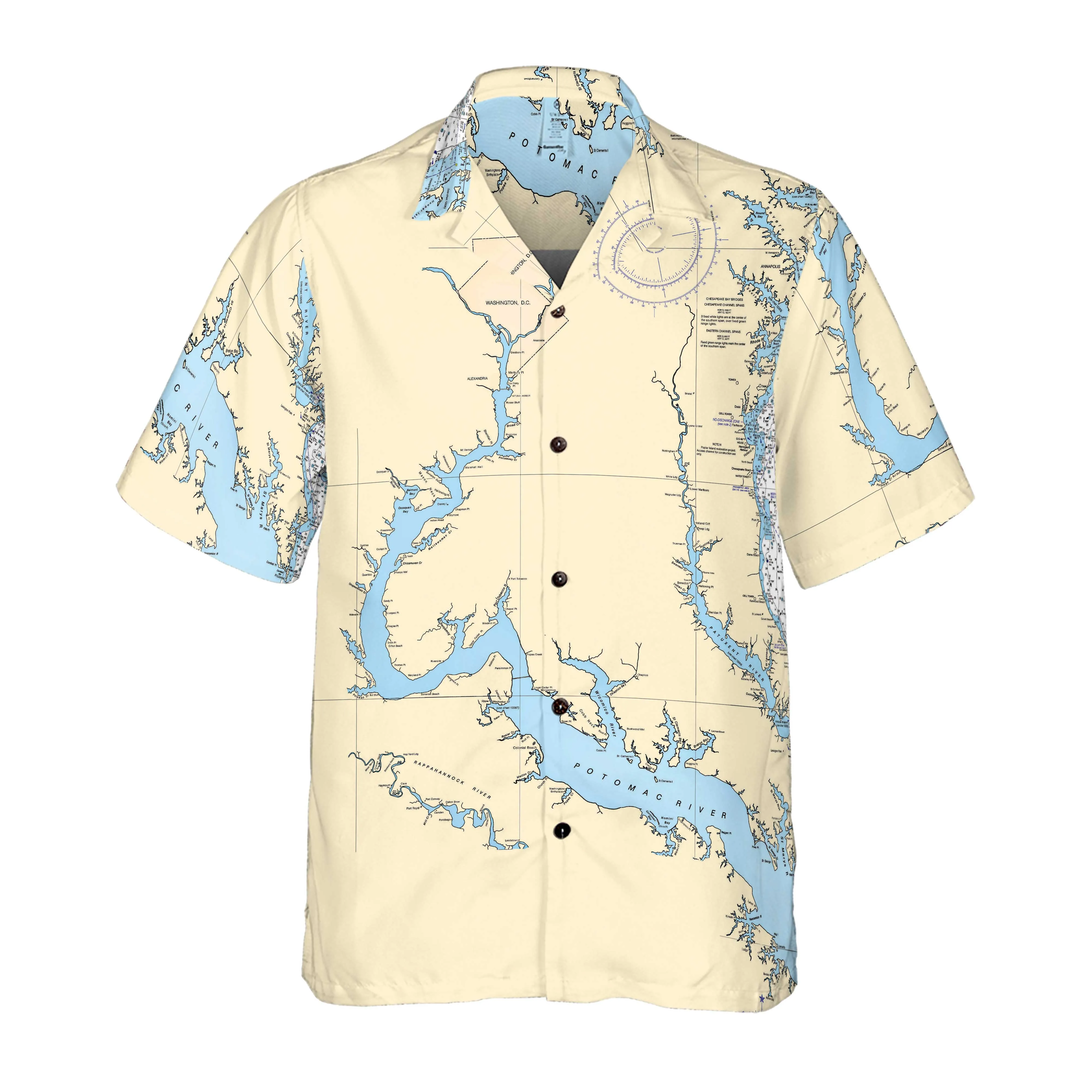 The Potomac River Coconut Button Camp Shirt